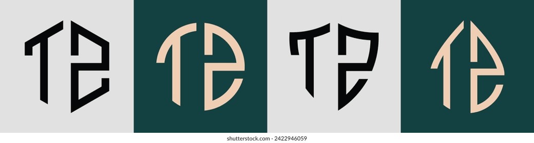 TZ modern initial letter logo design vector bundle. It will be suitable for which company or brand name start those initial.