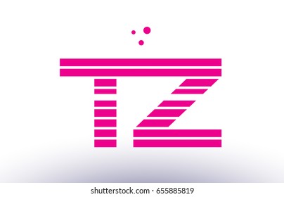 tz t z alphabet letter logo pink purple line stripe company design template creative abstract vector