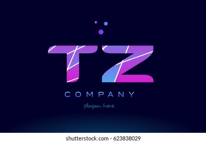tz t z  creative color blue background pink purple magenta alphabet letter company logo vector icon
