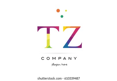 tz t z  creative rainbow colors colored alphabet company letter logo design vector icon template