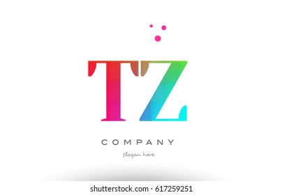 TZ T Z creative rainbow colors colored artistic alphabet company letter logo design vector icon template
