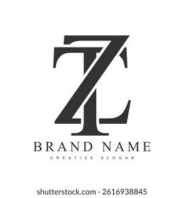 TZ trendy logotype template. Initial letter t and z classic font style. Creative logo for company name or identity. Vector illustration.