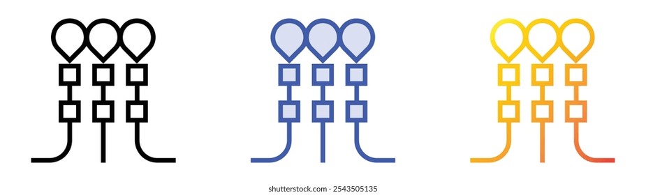 ícone tzitzit. Design de estilo linear, preenchimento azul e gradiente isolado em plano de fundo branco