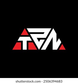 TZN triangle letter logo design with triangle shape. TZN triangle logo design monogram. TZN triangle vector logo template with red color. TZN triangular logo Simple, Elegant, and Luxurious design.