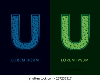 U, Abstract Font, Text, Typography, concept luxury natural blue and green, pattern, graphic vector