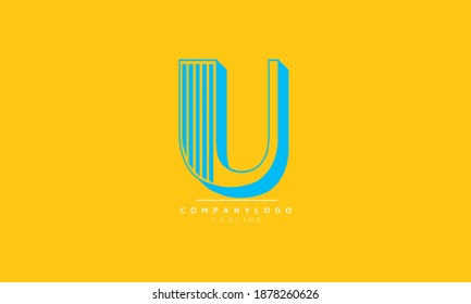 U iniciales abstractas símbolo de texto de letra monograma diseño del logotipo del alfabeto