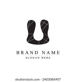 Diseño del logotipo abstracto U, trozos rotos formando la letra U	
