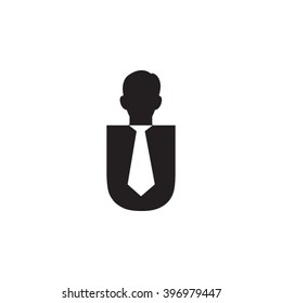 U alphabet avatar business letter logo black