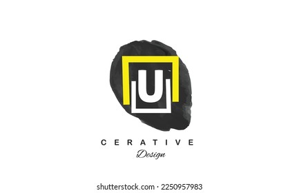 U alphabet design vector with water color brush icon creative modern trendy logo on white background