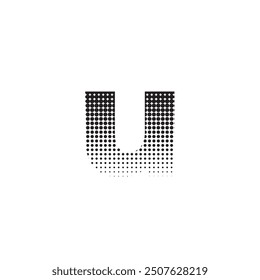 u alphabet halbton gepunkteter effekt logo symbol vektorgrafik eps