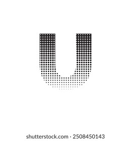 u alphabet halftone dotted effect logo icon vector illustration eps