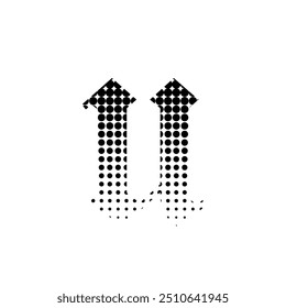 Ilustración vectorial de icono de logotipo de efecto punteado de semitono de alfabeto de U