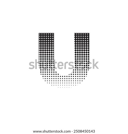 u alphabet halftone dotted effect logo icon vector illustration eps