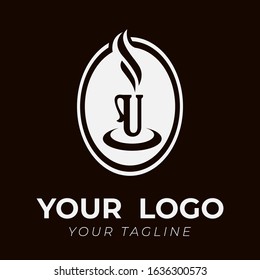 U ALPHABET INITIAL CIRCLE COFFEE LOGO TEMPLATE