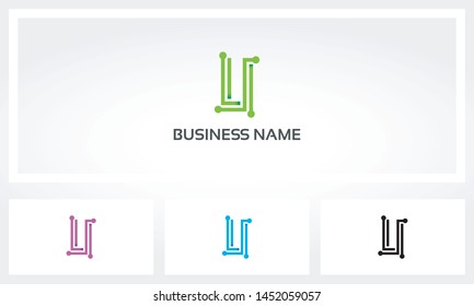 U Alphabet Letter Circuit Node Line