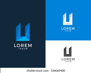 U Alphabet Letter Creative Polygonal Abstract vector logo
