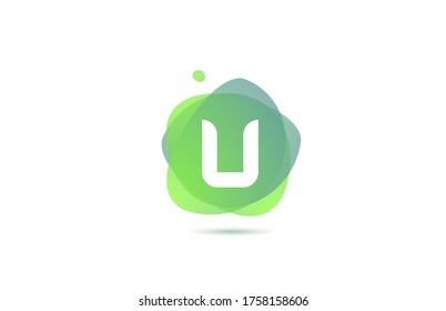 U alphabet letter logo for business and company with gradient design. Pastel colour template for corporate identity in green and white