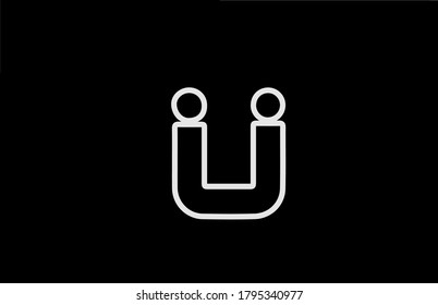 U alphabet letter logo icon with line. Black white color for business and company design