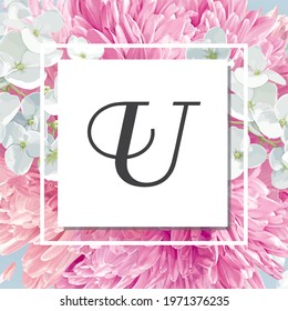 U - Alphabet with spring background.