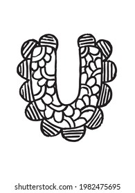U ALPHABET,ALPHABET COLORING PAGE,VECTOR DESIGN