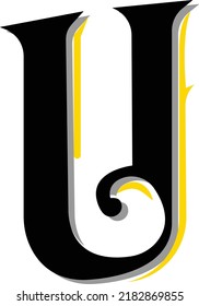 U Alphabeth for Logo in Black and Gold Colors