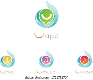 Logo de la aplicación para chat, pago, música y aplicación de video