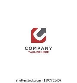 U up arrow letter initial vector logo concept.