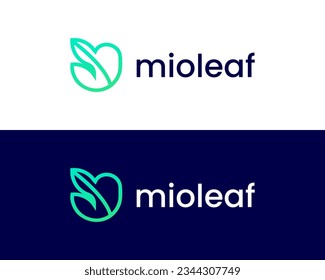 U mit Pfeil-Logo-Design, UM mit Blatt-Logo-Design-Vorlage, Vektorgrafik