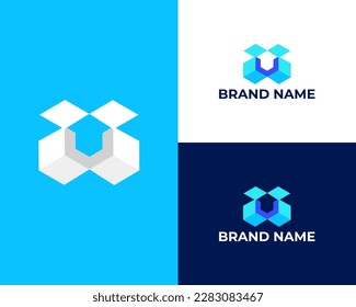 u flecha moderna plantilla de diseño de logotipo 3d