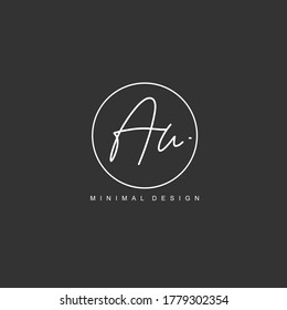 A U AU Initial handwriting or handwritten logo for identity. Logo with signature and hand drawn style.