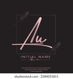 A U AU Initial letter handwriting and signature logo. Beauty vector initial logo .Fashion, boutique, floral and botanical