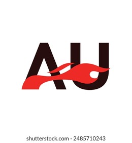 A U AU logo monogram with fire shape combination vector template, Graphic Alphabet Symbol for Corporate Business Identity