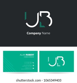 U & B stroke letter logo design with business card template