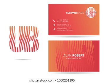 U & B waves letter joint logo design with business card template