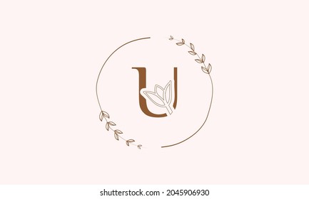 U Beauty vector initial logo, handwriting logo of initial signature, wedding, fashion, jewelry, boutique, floral and botanical with a creative template for any company or business.