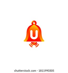 u Bell icon logo design.u letter Bell logo with gradient.Alarm logo design.alarm notification icon vector