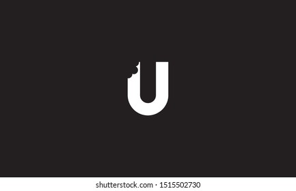 U bite letter logo. Unique attractive creative modern initial U logo with bites shape design