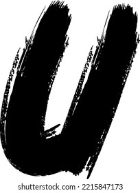 u - Black handwritten letters on white background. vector Acrylic black colors. Acrylic colors. black letters paint brushes, u - Ink letters isolated over the white background
