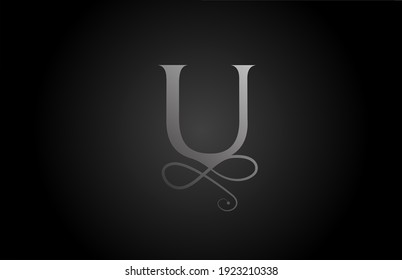 U elegante en blanco y negro monograma ornamento símbolo de letra símbolo para el lujo. Diseño de bronce empresarial para productos empresariales