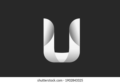 U black and white gradient alphabet letter logo for branding and business. Design for lettering and corporate identity. Creative icon template