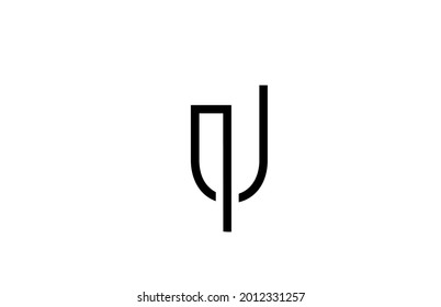 U black and white line alphabet letter logo for business icon. Simple creative template design for identity and lettering