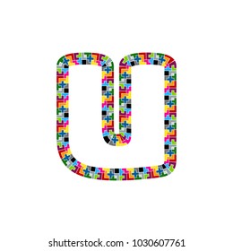 U Block Puzzle Letter Logo Icon Design