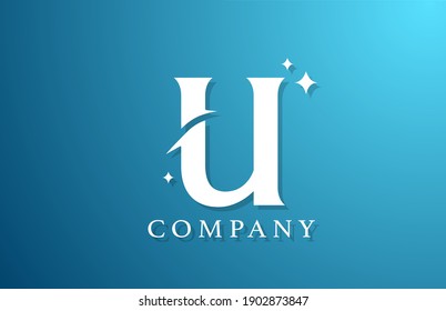 Logo de la letra del alfabeto del gradiente blanco azul U para negocios. Diseño de marca para la escritura y la identidad corporativa. Plantilla de icono creativo