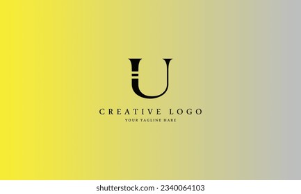 U brand minimal professional creative black logo design for all kinds of business with gradient background template.