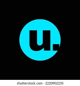 U brand name initial letter icon. U blue monogram