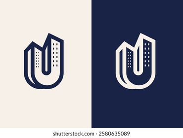 u + building Letter U On House and Real Estate Icon Pattern,Letter U Construction