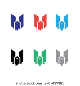 Ilusão de vetor de tecnologia de linha 1 do logotipo de construção U