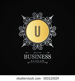U Business Logo , Monogram design elements, line art logo design. Beautiful Boutique Logo Designs, Business sign, Restaurant, Royalty, Cafe, Hotel, Heraldic, Jewelry Fashion, Wine. Vector illustration