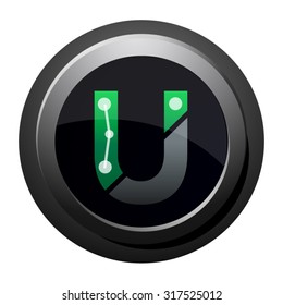 U button, letter U logo icon vector design