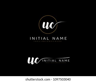 U C Initial handwriting logo vector. Hand lettering for designs.